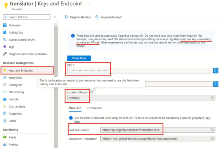 How to generate Microsoft Translator API key?