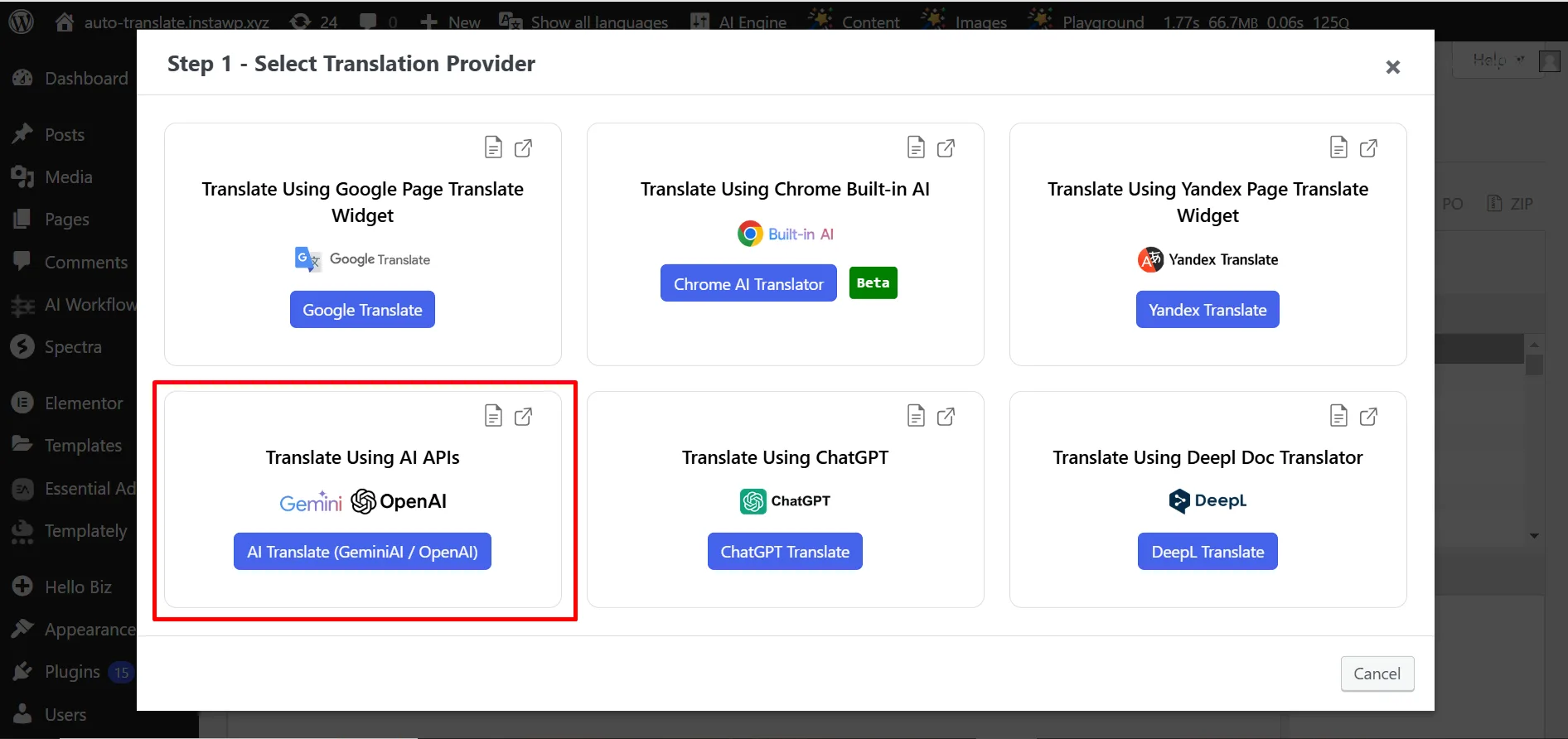 Gemini ou Open Ai Translate