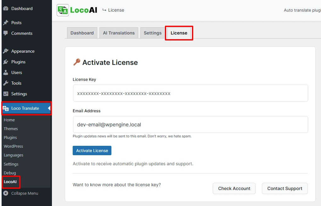 Activar clave de licencia