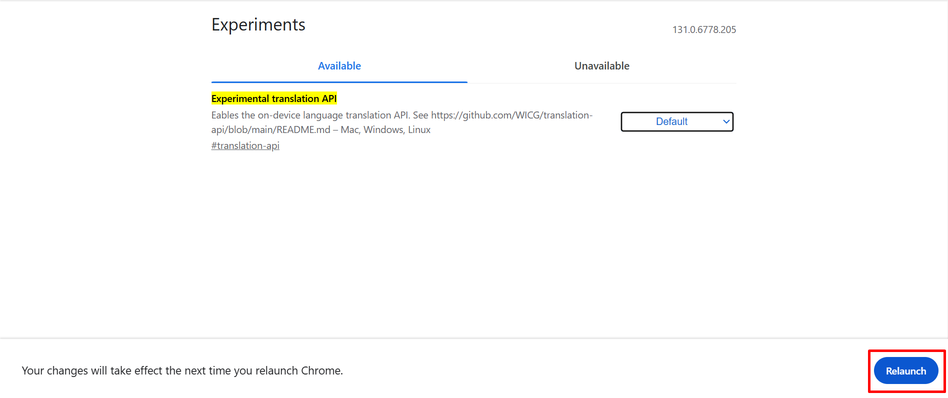 Riavvia Chrome