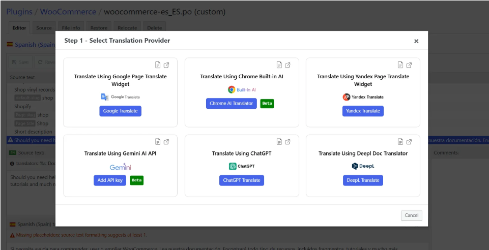 Translation providers
