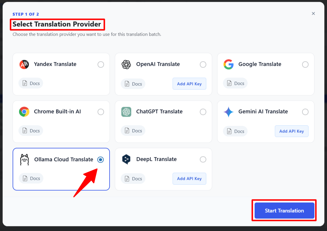 ollama cloud Loco translate